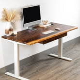 Wood Standing Desk with Drawers - Walnut Live Edge Wood Standing Desk | Modern Wood Style