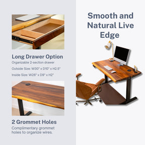 Standing Desk with Storage - Walnut Solid Wood Electric Standing Desk