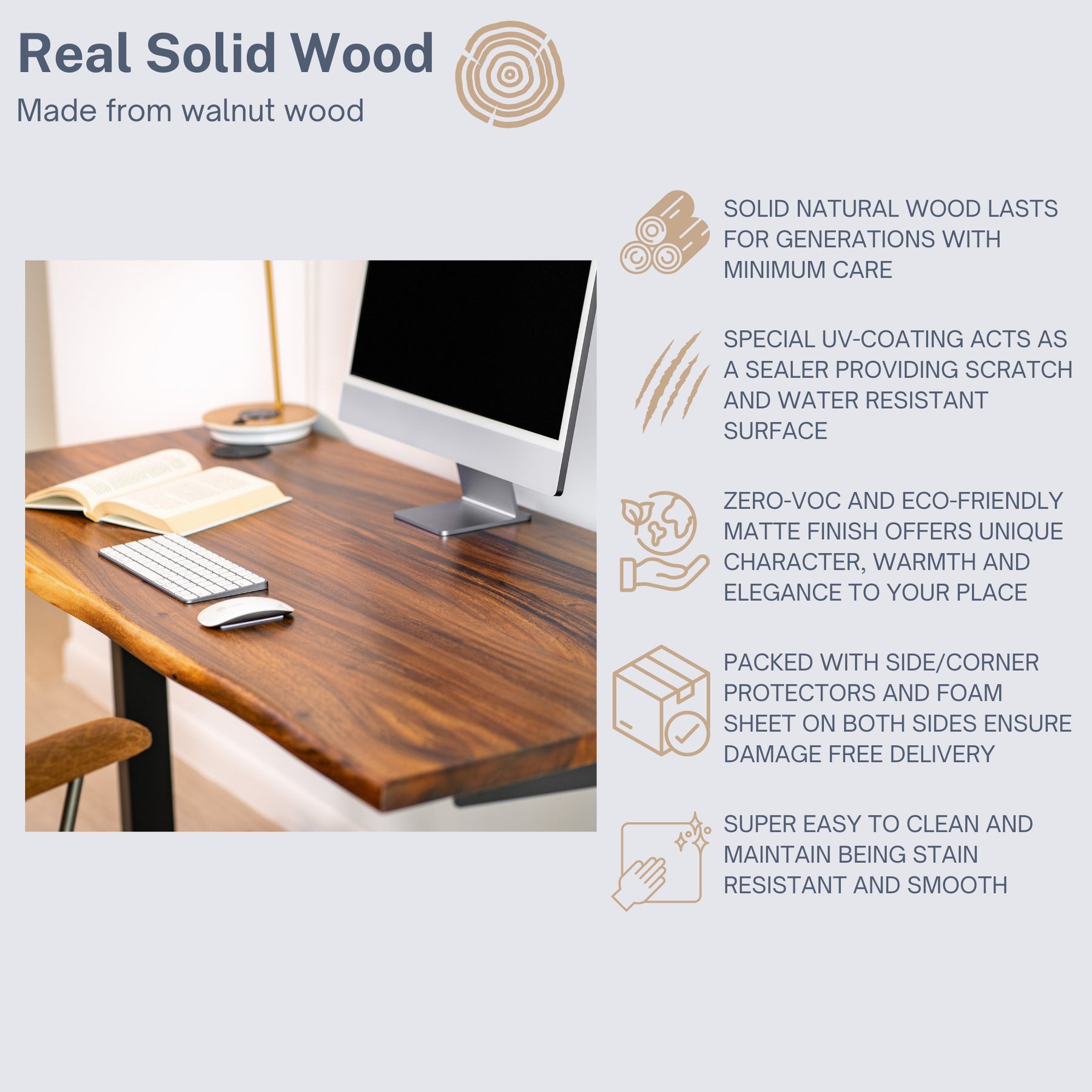 Adjustable Standing Desk - Solid Wood Standing Desk, Live Edge Desk