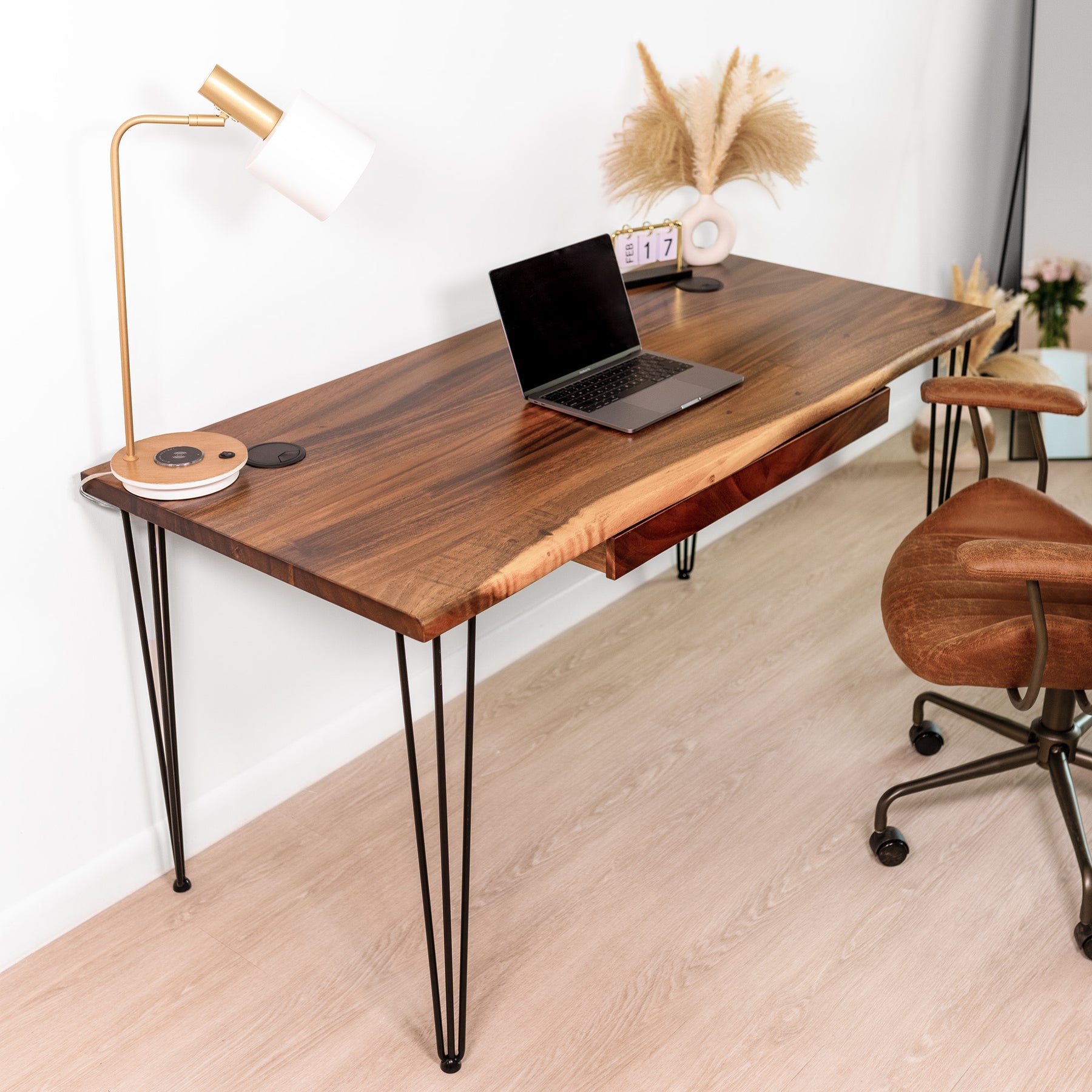 Computer Desk with Storage - Live Edge Walnut Desk, Home Office Desk