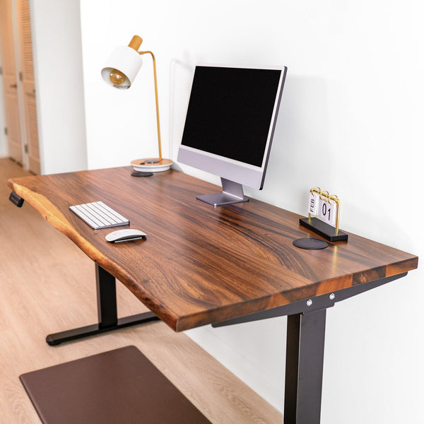 Wood Standing Desk with Drawers - Walnut Live Edge Wood Standing Desk