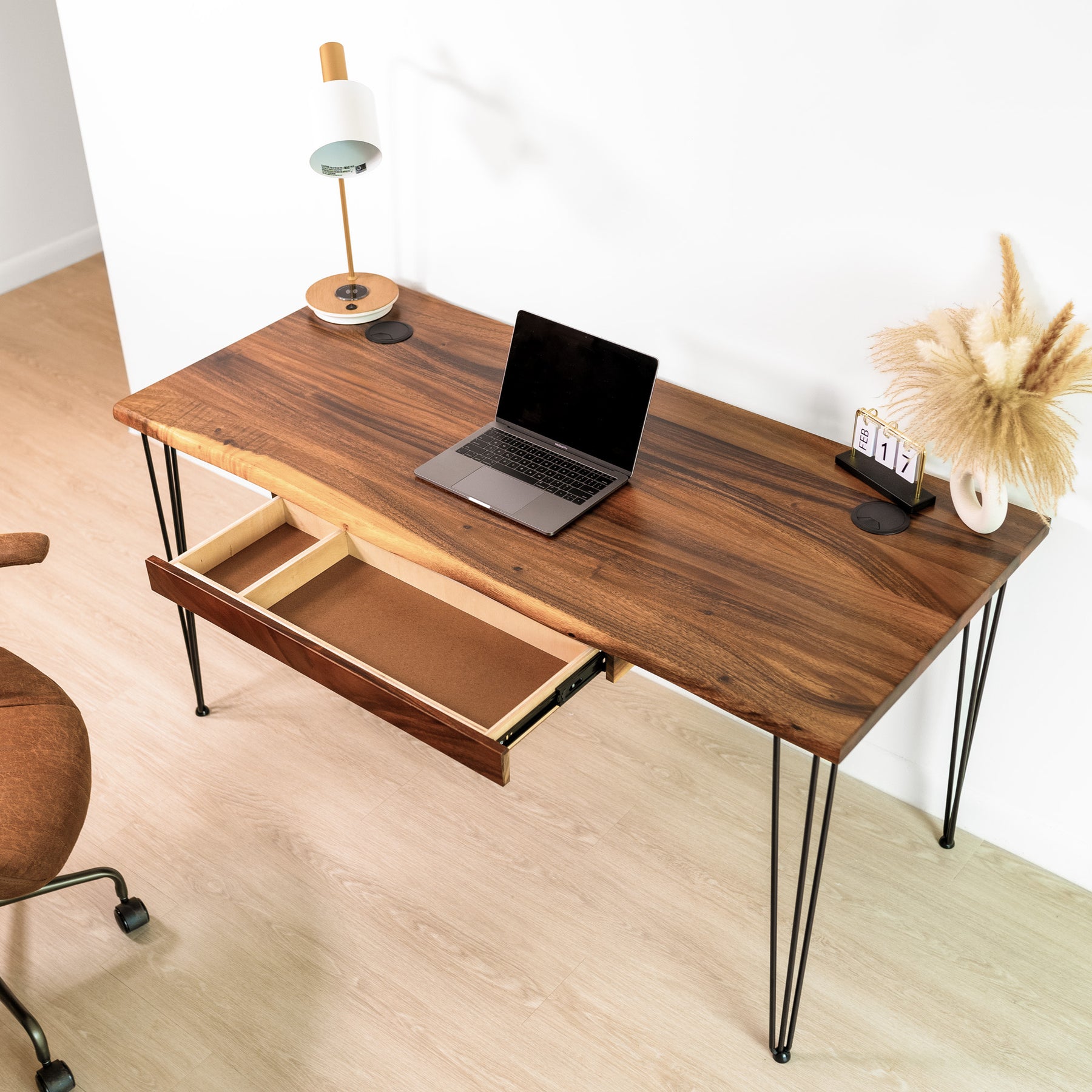 Computer Desk with Storage - Live Edge Walnut Desk, Home Office Desk