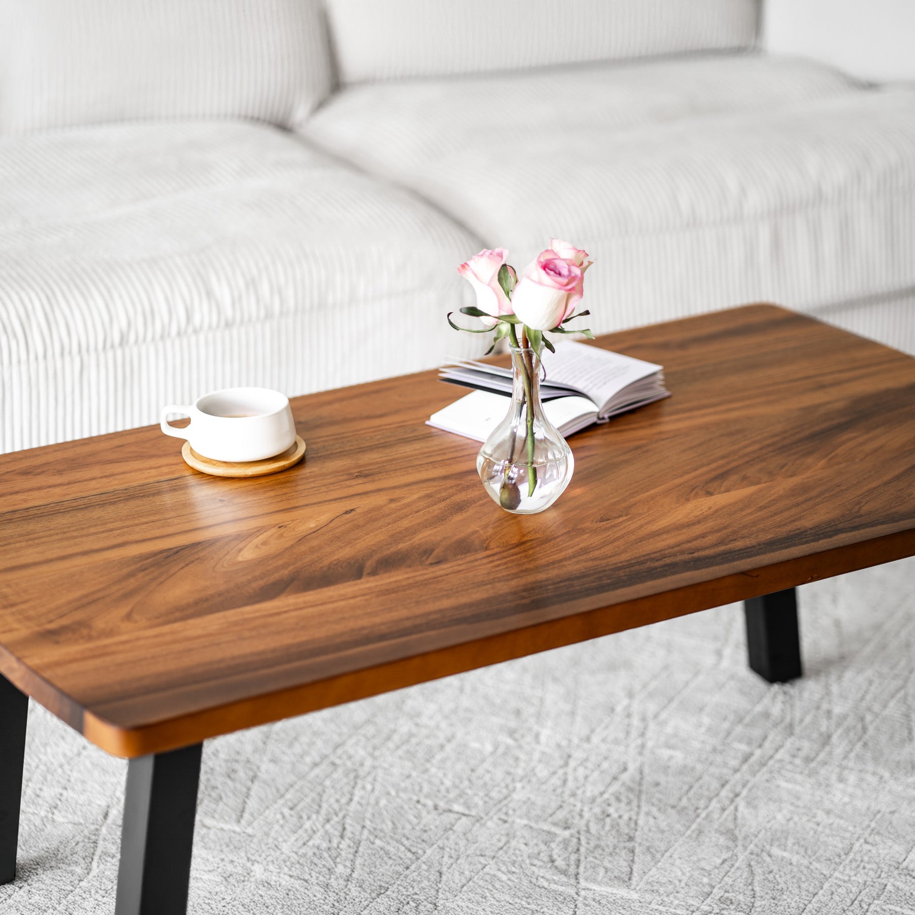 Walnut Coffee Table - 46" × 25" Solid Wood | Modern Wood Style