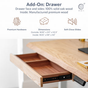 Standing Desk with Drawer – Live Edge White Oak Solid Wood - Modern Wood Style
