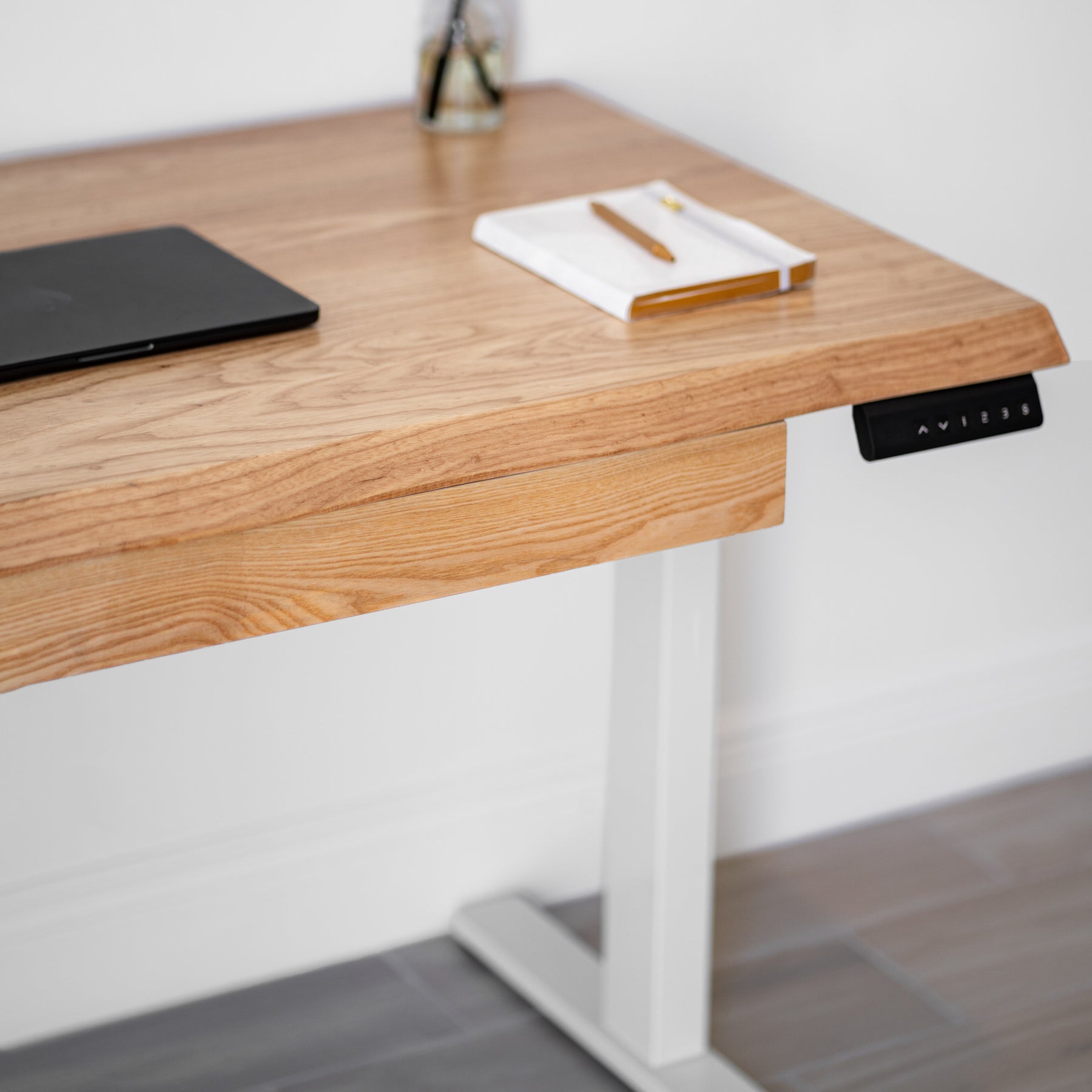 Standing Desk with Drawer – Live Edge White Oak Solid Wood - Modern Wood Style
