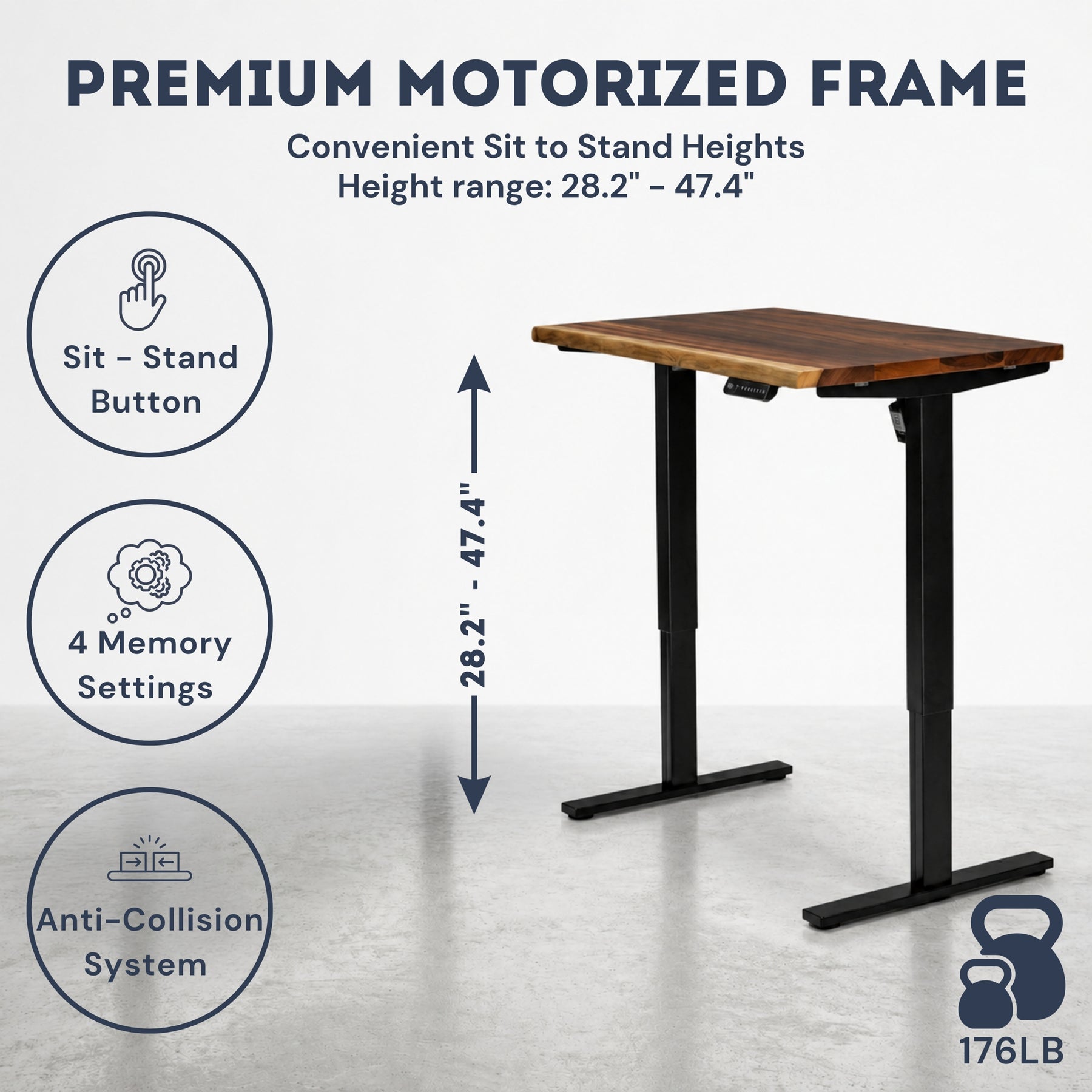 Small Standing Desk - Solid Walnut Live Edge | Modern Wood Style