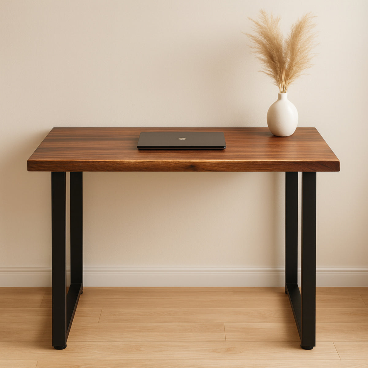 Small Computer Desk - Solid Walnut Live Edge 38" × 25" | Modern Wood Style