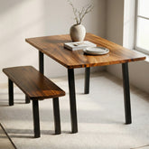 Walnut Dining Table Set for 6 with Bench | Modern Wood Style