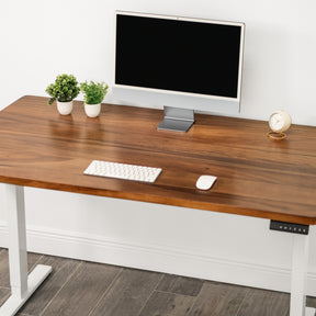 Straight Edge Walnut Standing Desk - Extra Deep Solid Wood Top, Dual Motor Adjustable Base