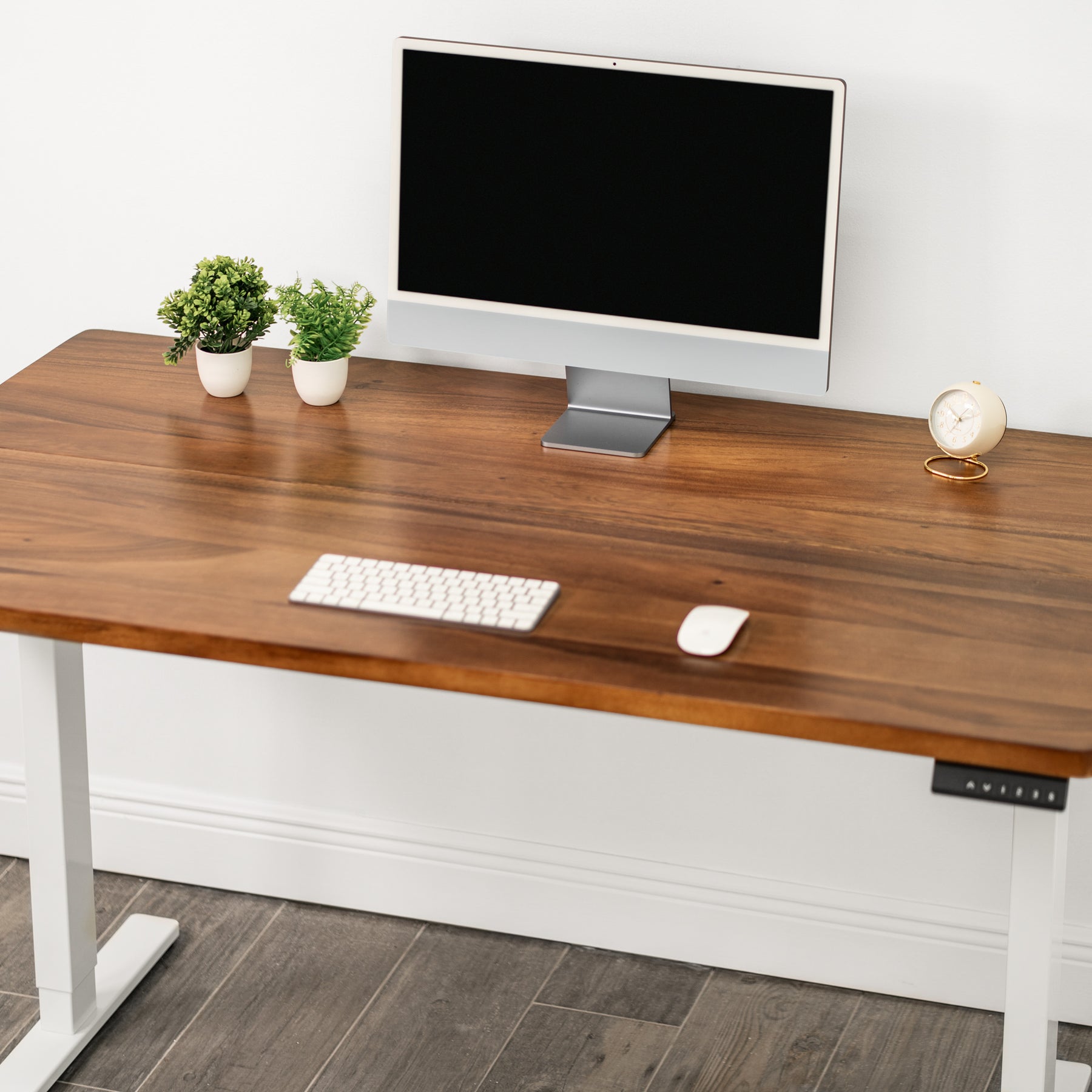 Walnut Standing Desk with Keyboard Tray Option | Modern Wood Style