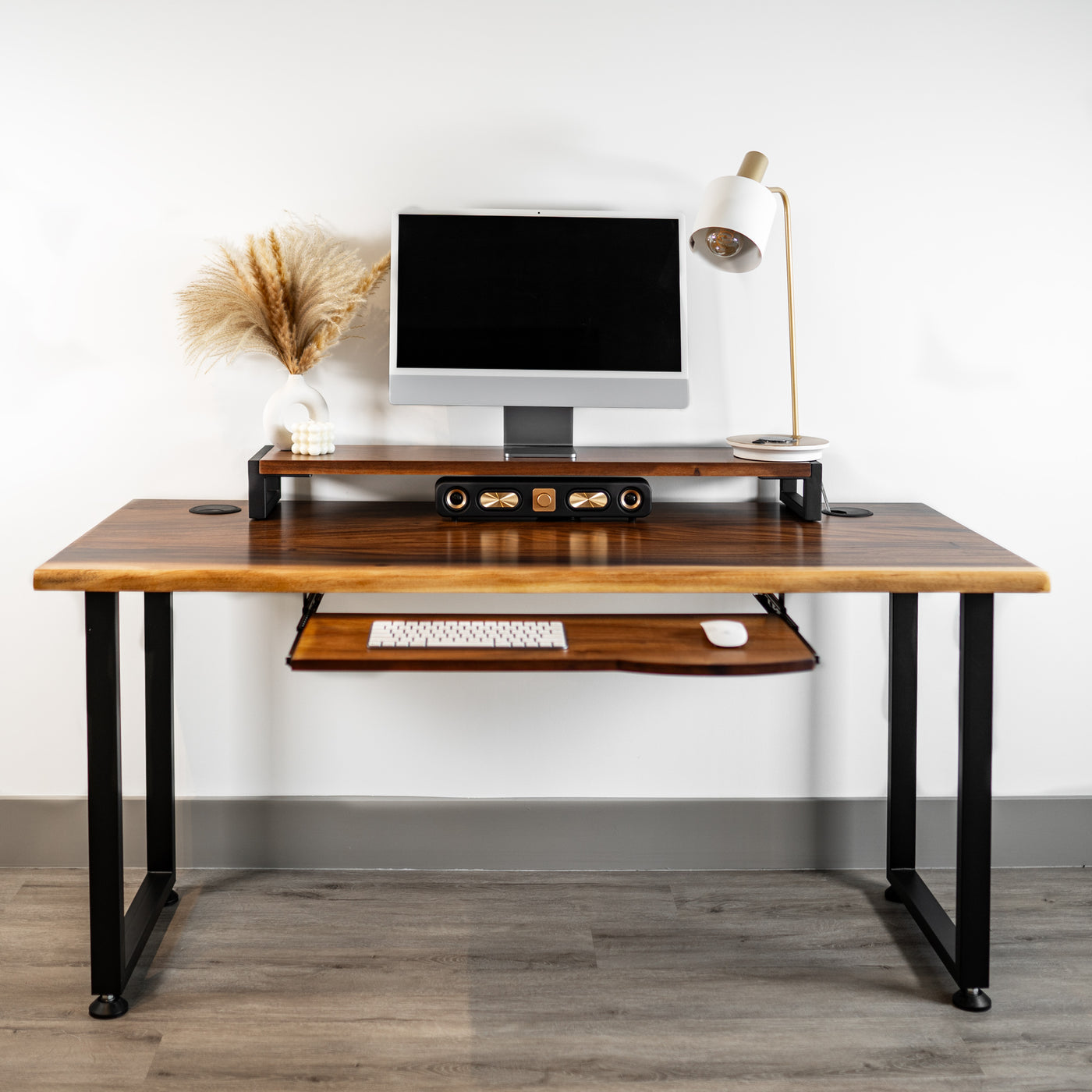 Buy Now Wood Desk with Keyboard Tray - Modern Wood Style
