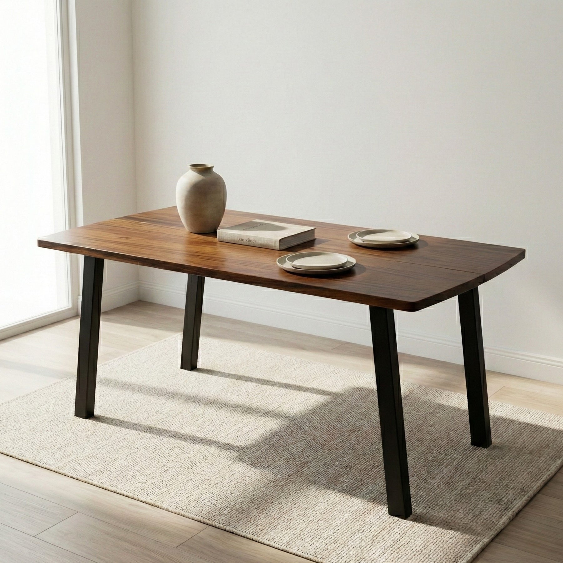 Walnut Dining Table for 6 - 60" × 34" Solid Wood Table | Modern Wood Style