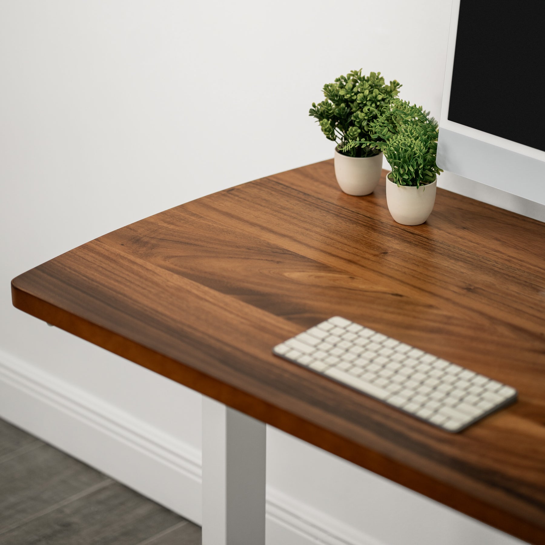 Compact Walnut Standing Desk | Modern Wood Style