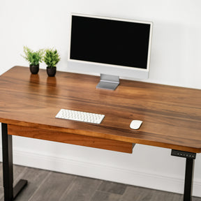 Straight Edge Walnut Standing Desk - Extra Deep Solid Wood Top, Dual Motor Adjustable Base