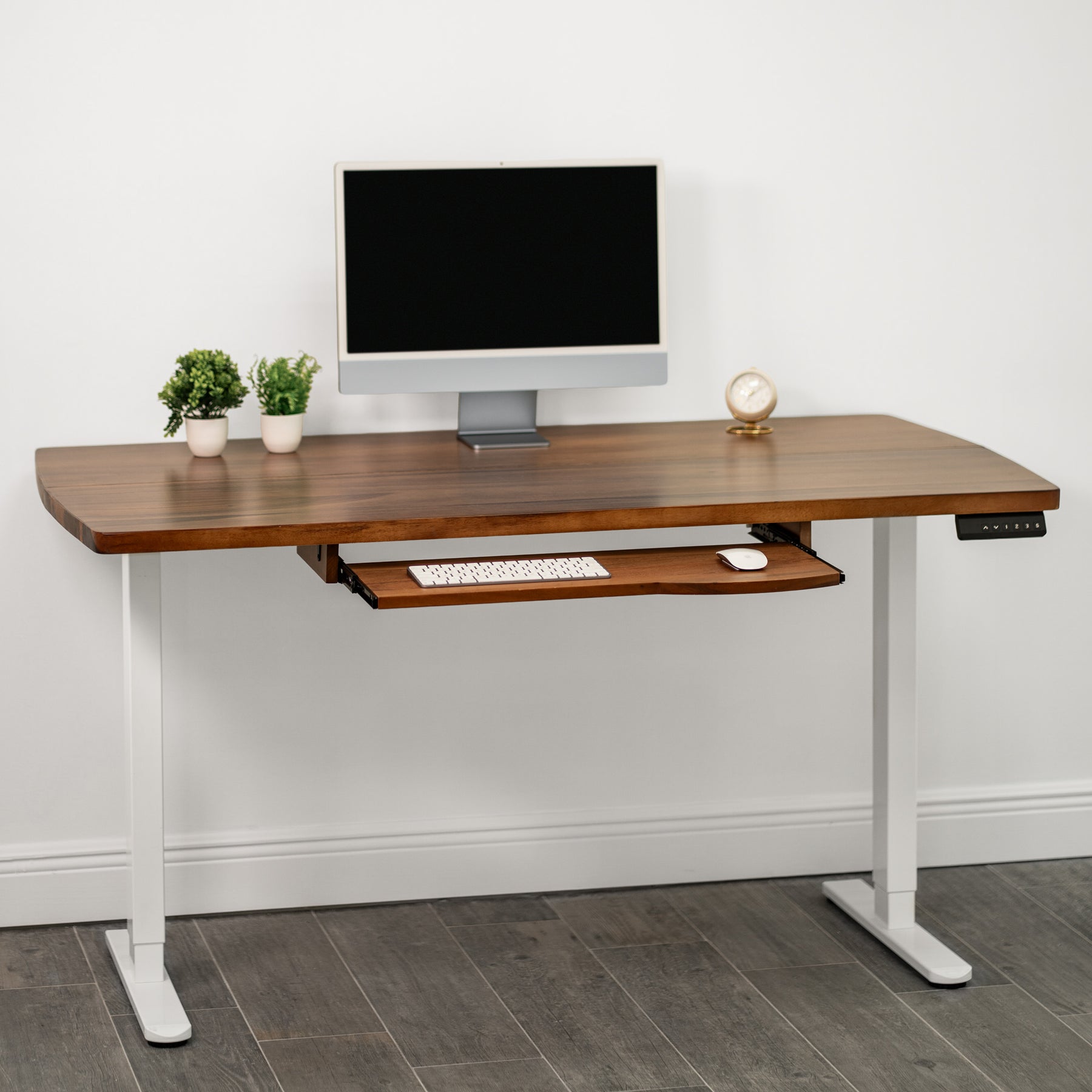 Walnut Standing Desk with Keyboard Tray Option | Modern Wood Style