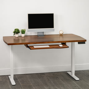 Walnut Standing Desk with Keyboard Tray Option | Modern Wood Style