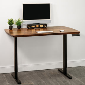 Straight Edge Walnut Standing Desk - Extra Deep Solid Wood Top, Dual Motor Adjustable Base