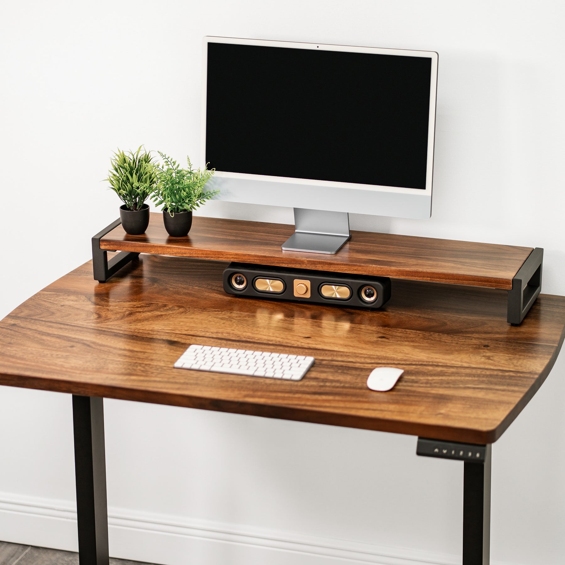 Walnut Standing Desk with Keyboard Tray Option | Modern Wood Style