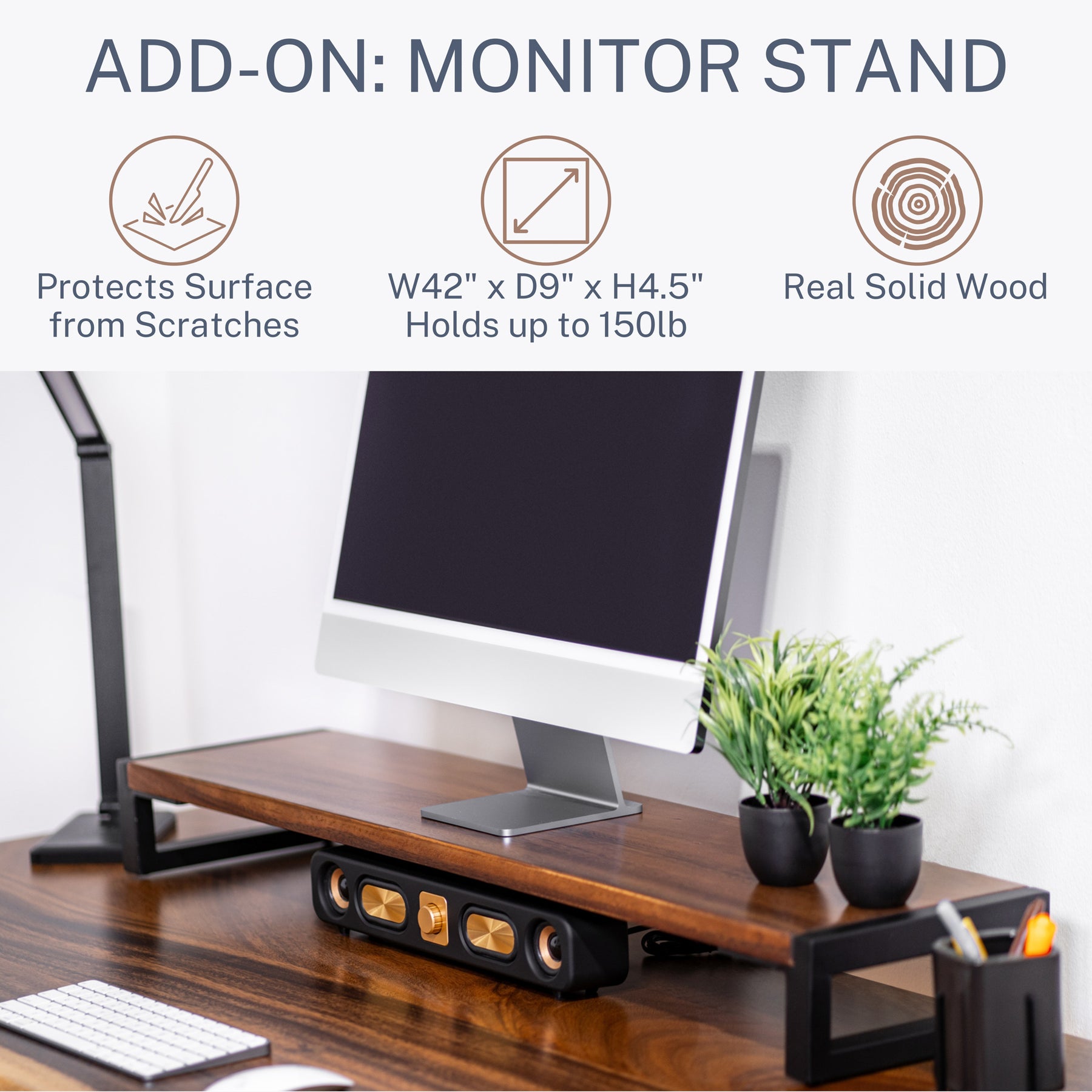 Standing Desk with Storage - Walnut Solid Wood Electric Standing Desk