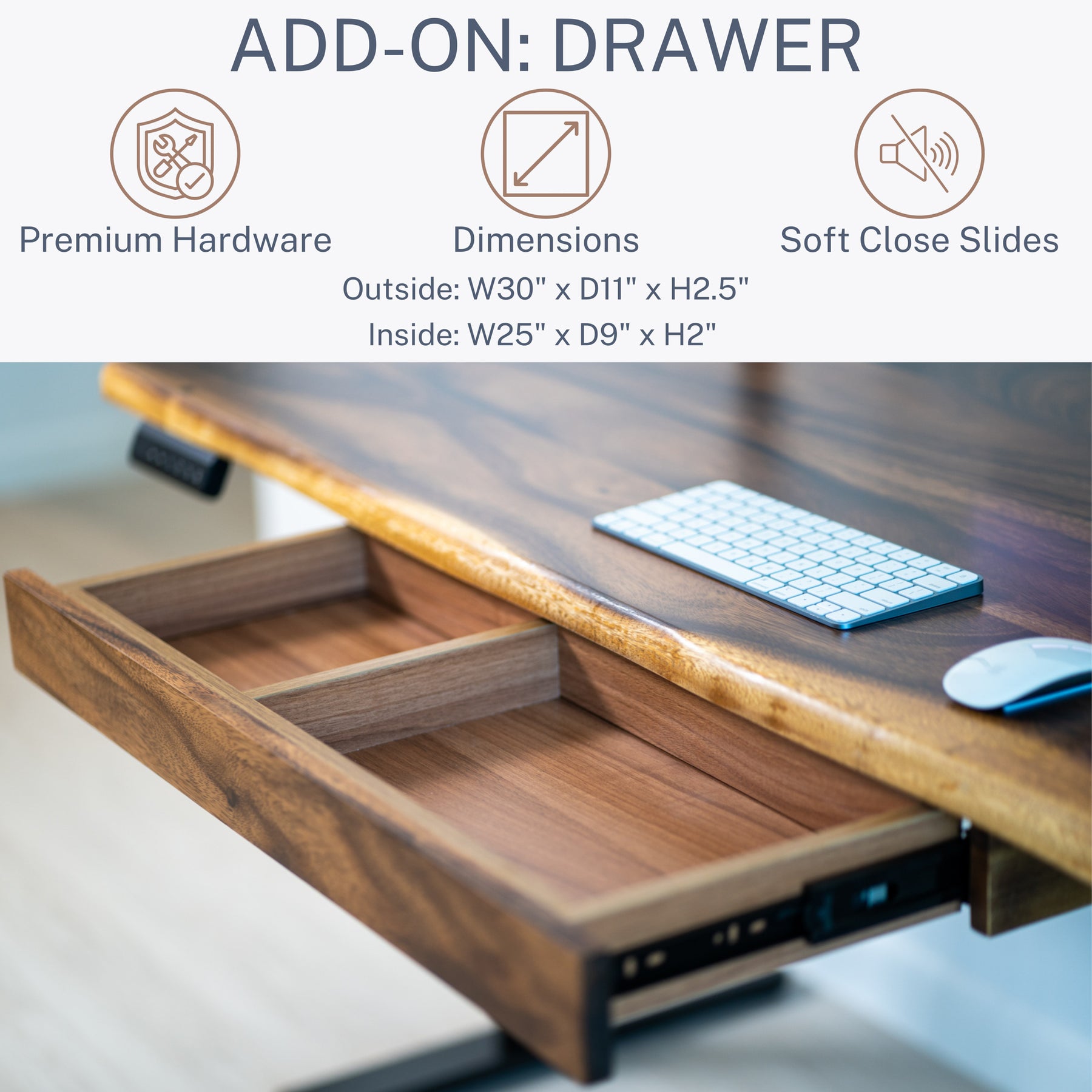 Standing Desk with Storage - Walnut Solid Wood Electric Standing Desk