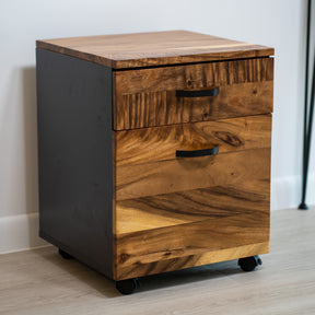 2 Drawer Filing Cabinet - Walnut Wood