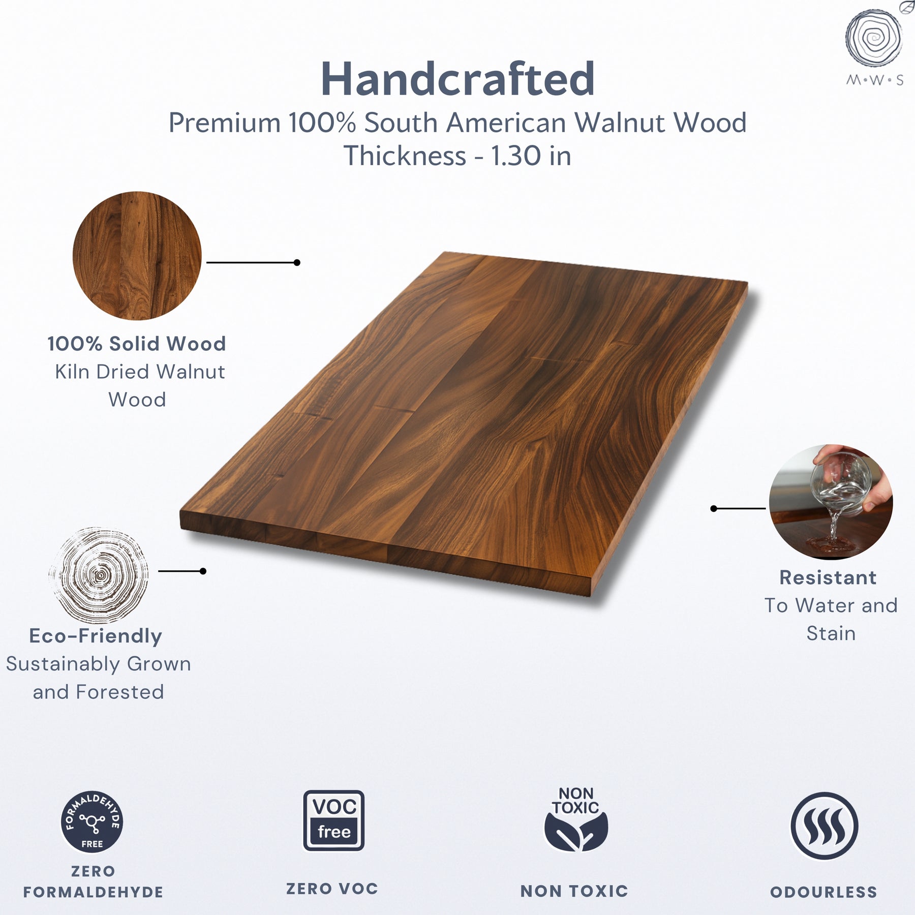 L Shaped Adjustable Standing Desk - Walnut Solid Wood - modern wood style
