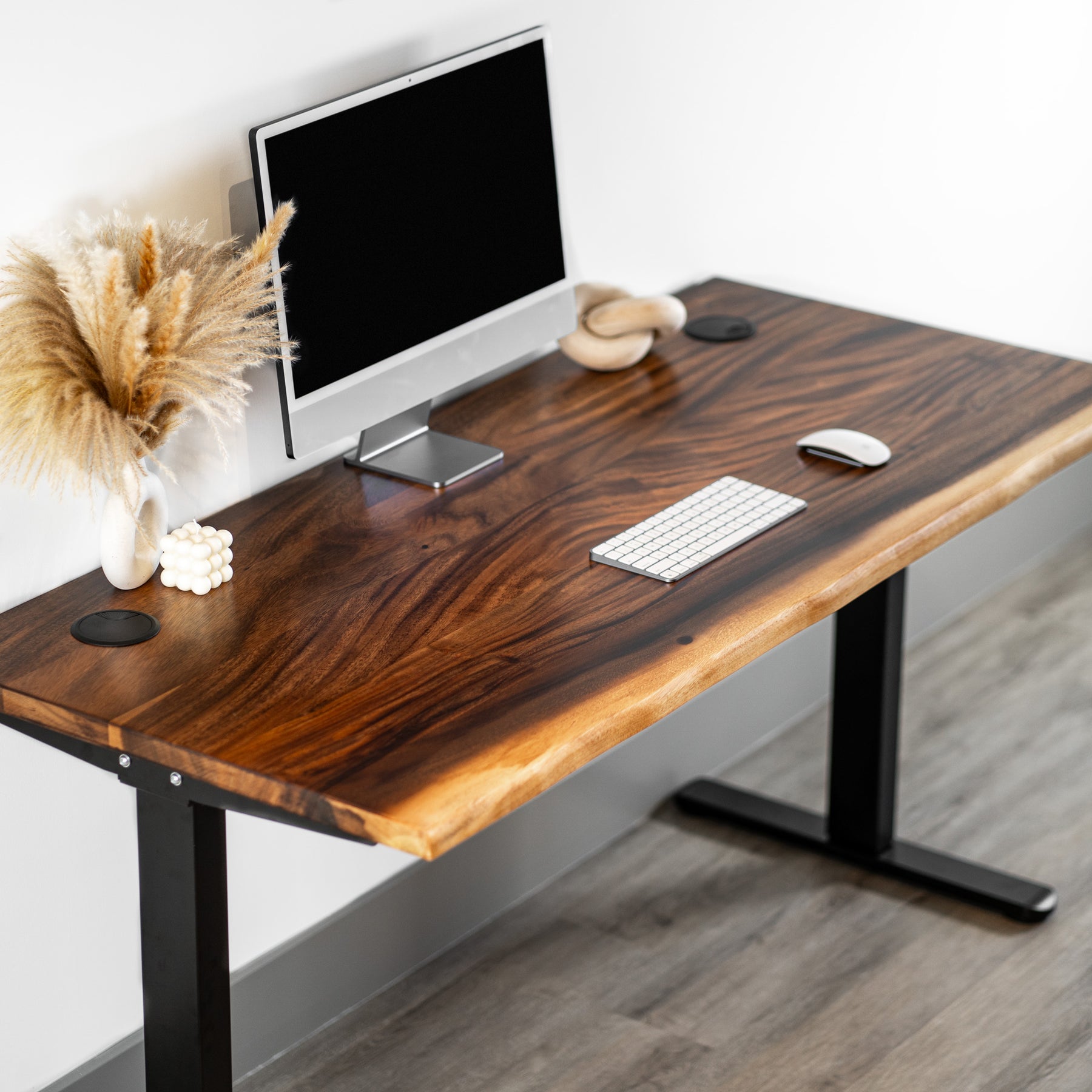 Standing Desk - Walnut Solid Wood Adjustable Height Desk | Modern Wood Style