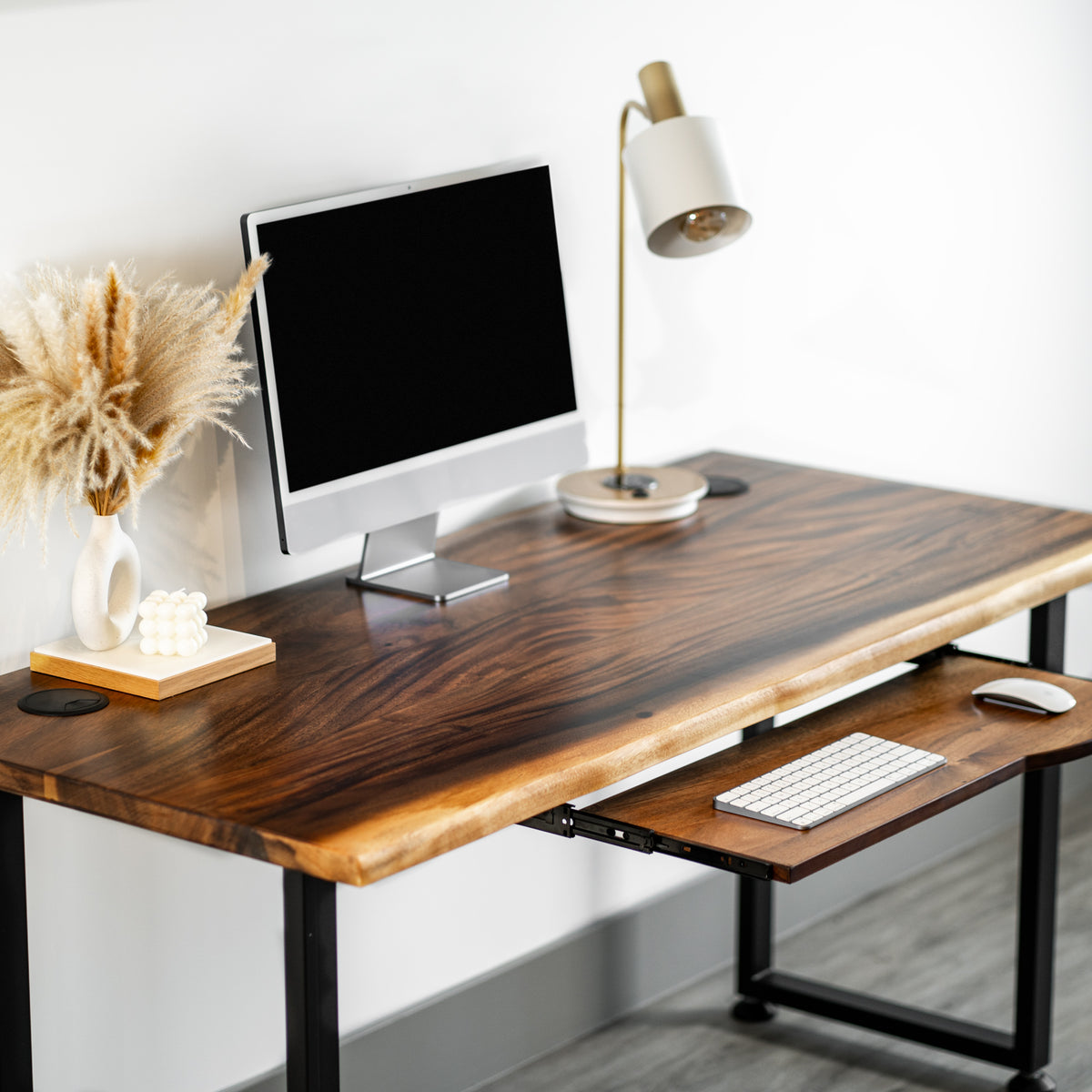 Buy Now Wood Desk with Keyboard Tray - Modern Wood Style