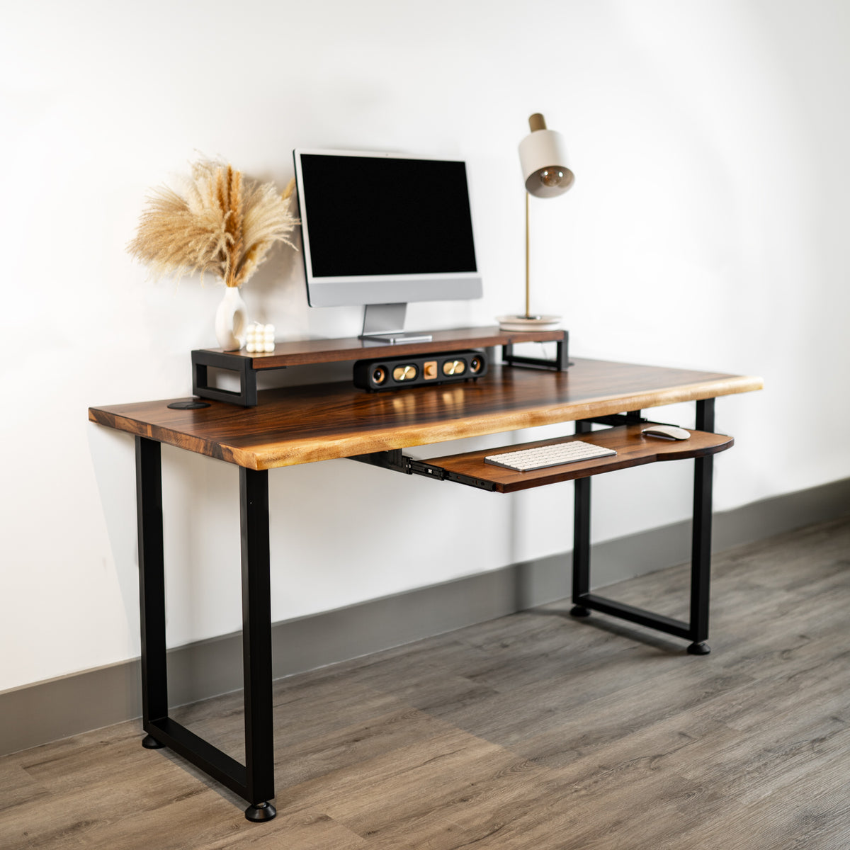 Wood Computer Desk with Spacious Keyboard Tray | Modern Wood Style