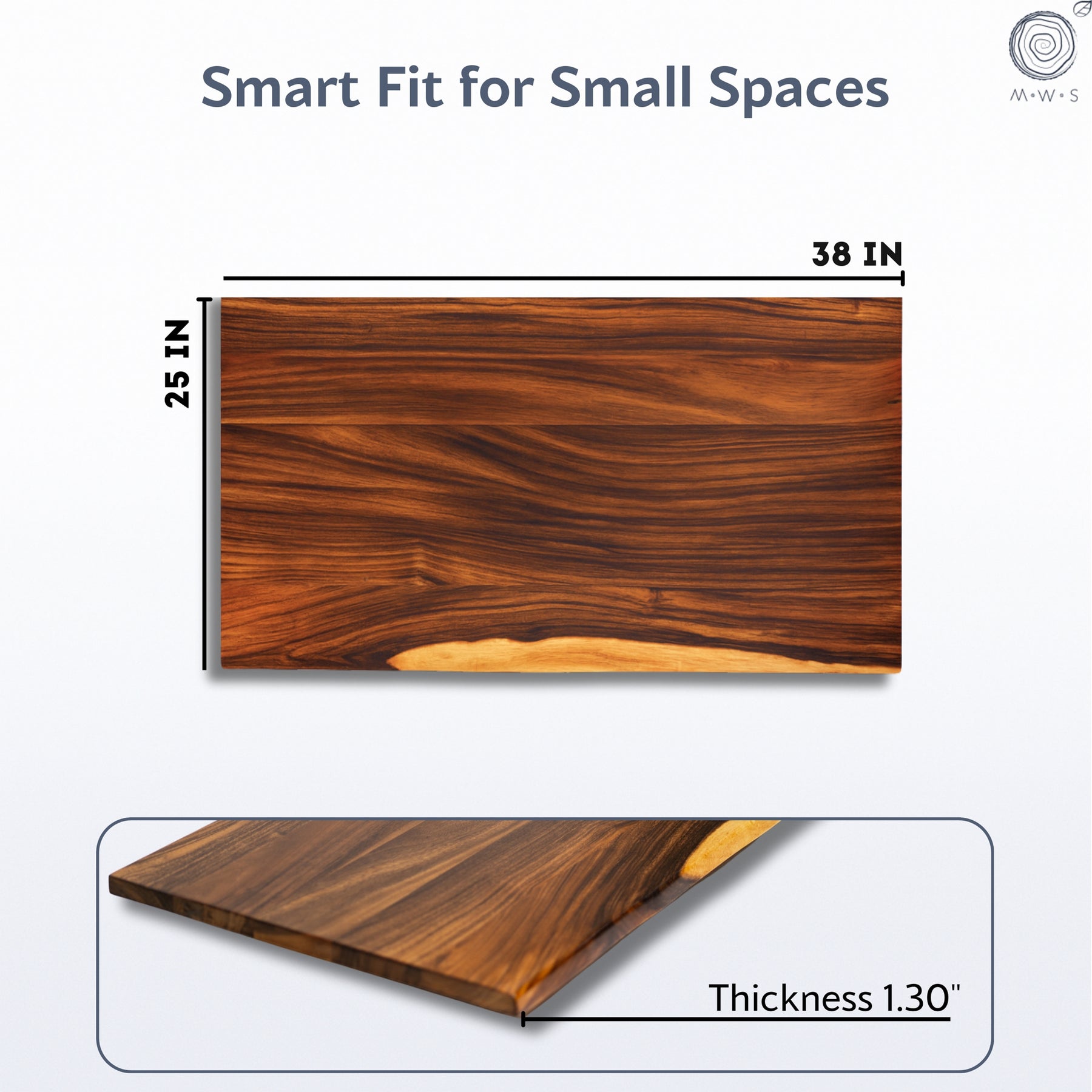 Small Computer Desk - Solid Walnut Live Edge 38" × 25" | Modern Wood Style