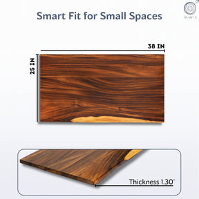 Small Computer Desk - Solid Walnut Live Edge 38" × 25" | Modern Wood Style
