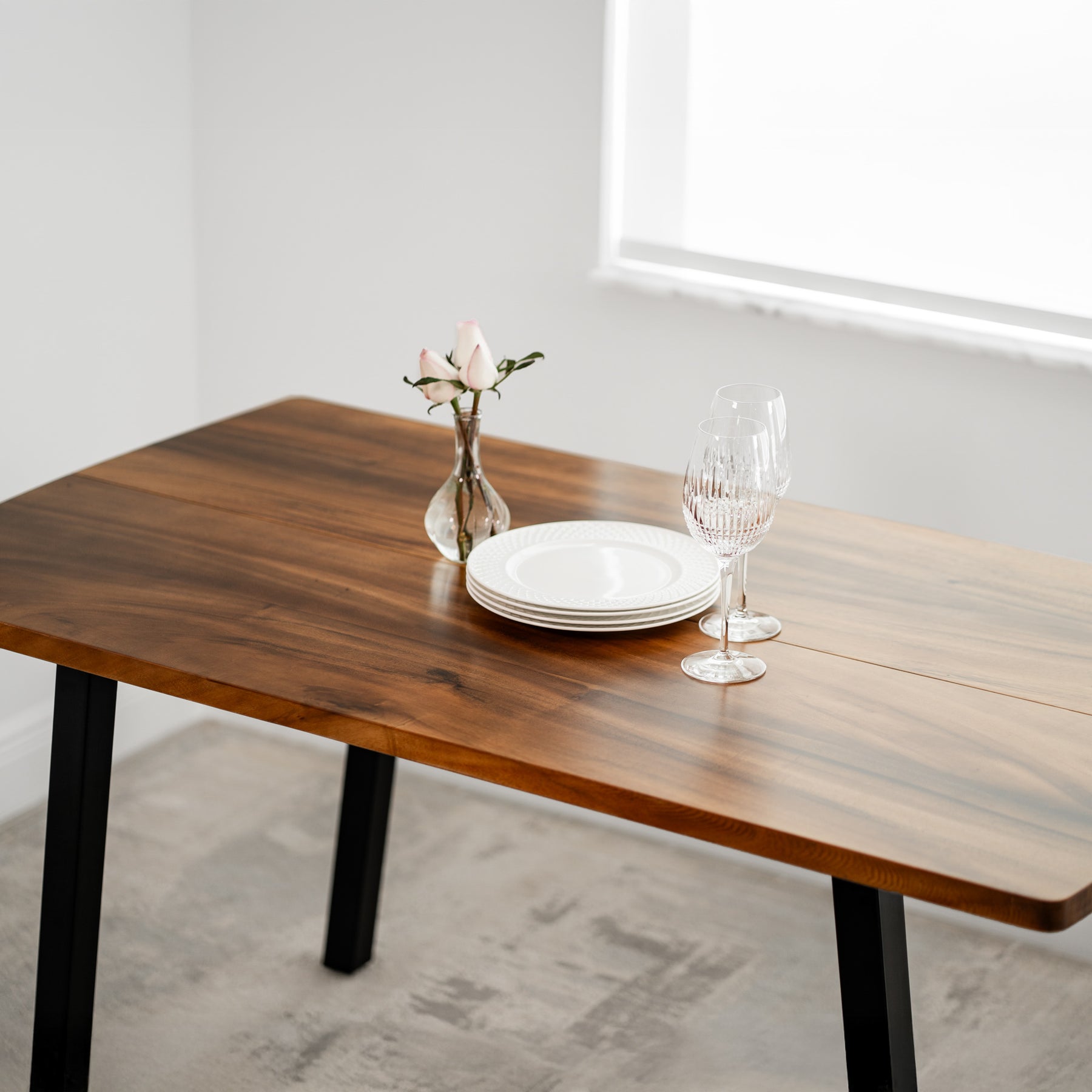Walnut Dining Table for 6 - 60" × 34" Solid Wood Table | Modern Wood Style