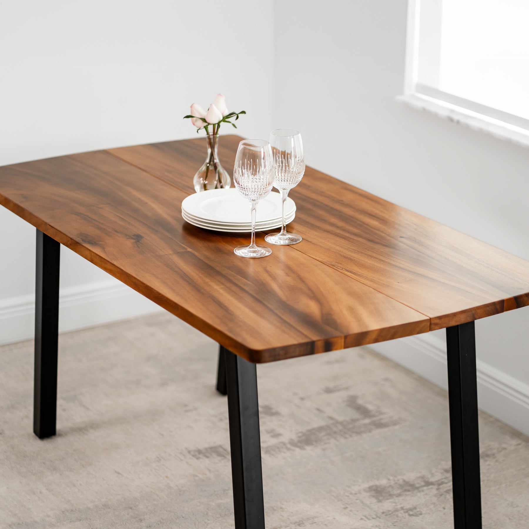 Walnut Dining Table for 6 - 60" × 34" Solid Wood Table | Modern Wood Style
