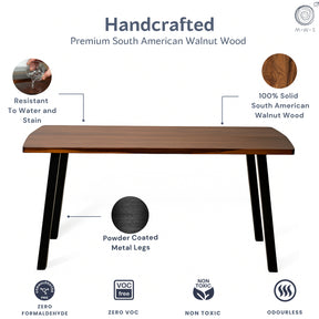 Walnut Dining Table for 6 - 60" × 34" Solid Wood Table | Modern Wood Style