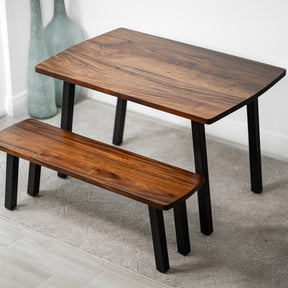 Walnut Dining Table Set for 4 with Bench | Modern Wood Style