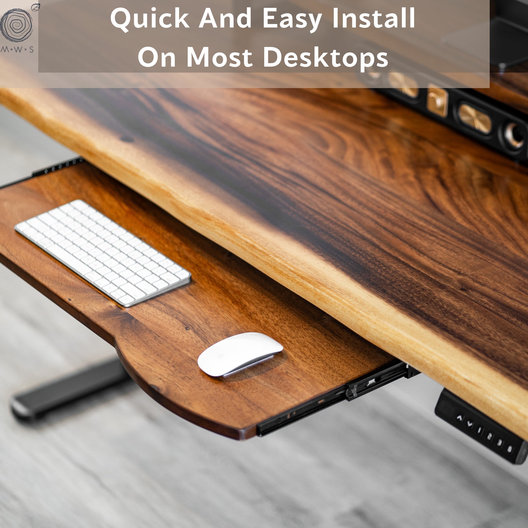 Keyboard Tray for Desk - Walnut Wood | Modern Wood Style
