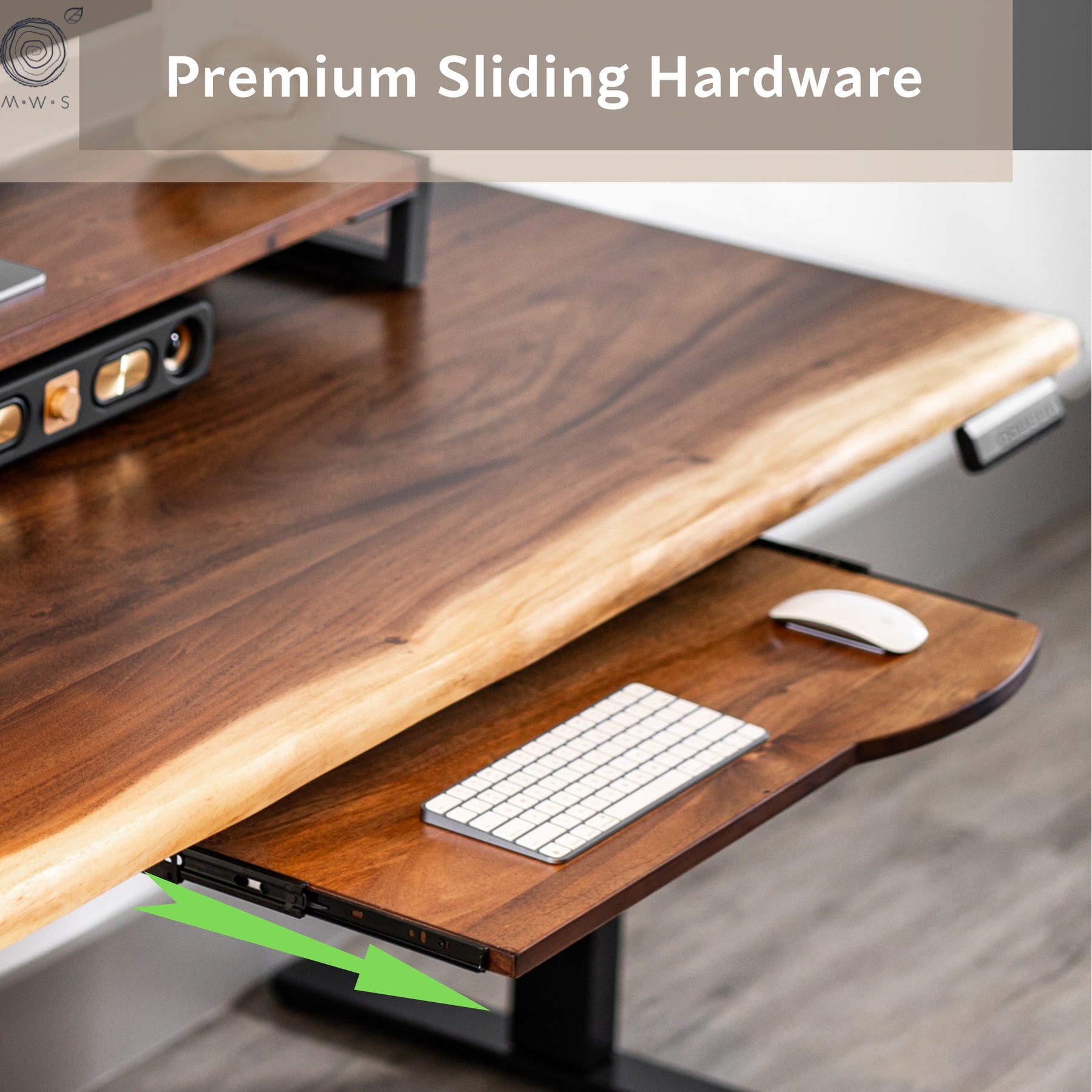Keyboard Tray for Desk - Walnut Wood | Modern Wood Style