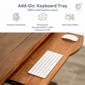 Walnut Standing Desk with Keyboard Tray Option | Modern Wood Style