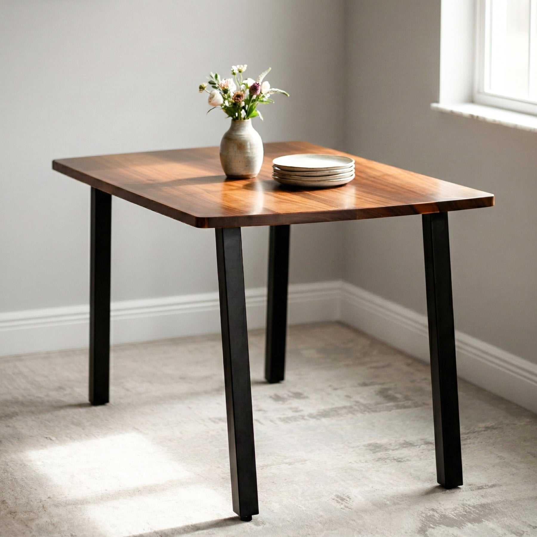 Walnut Dining Table for 4 - Solid Wood Table | Modern Wood Style