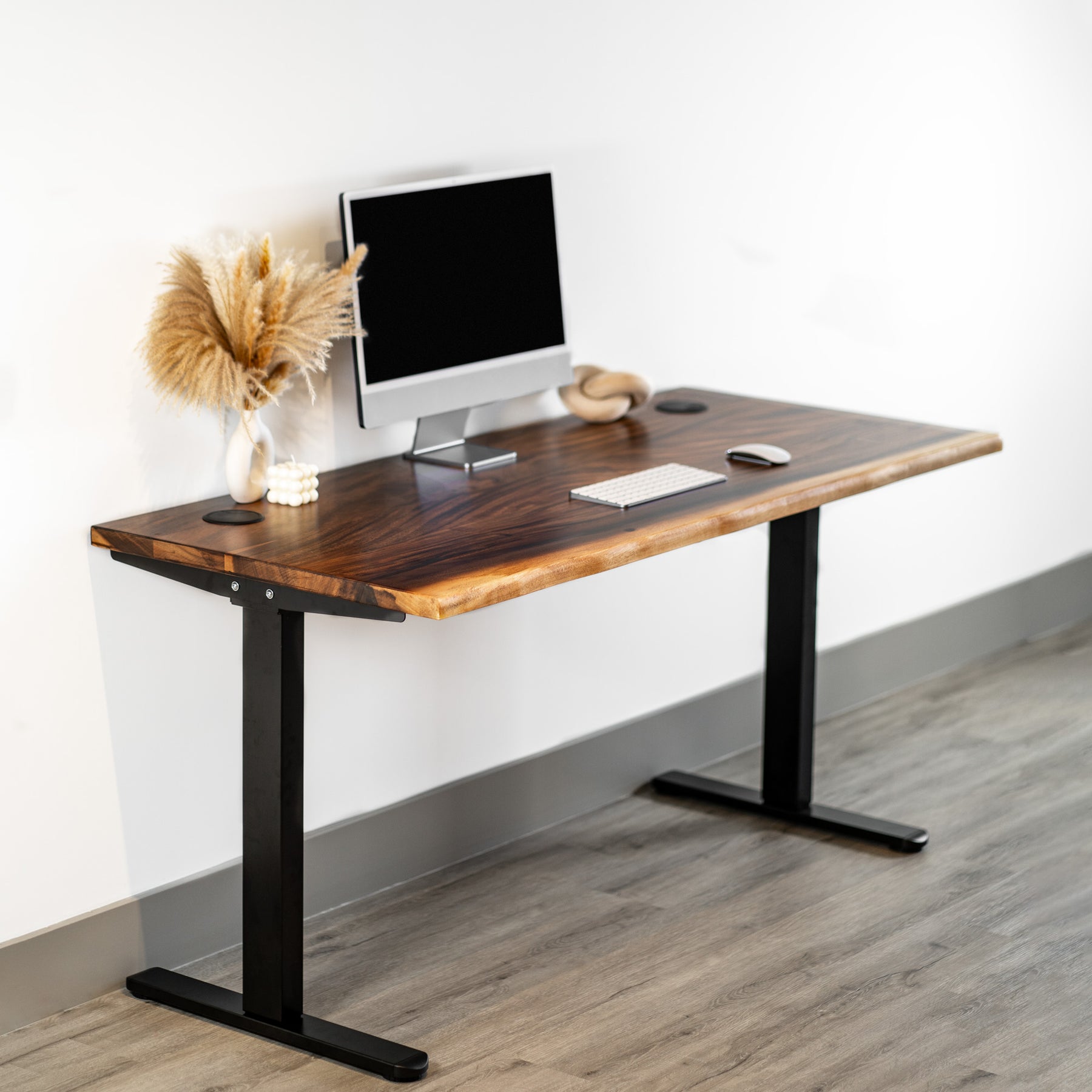 Standing Desk - Walnut Solid Wood Adjustable Height Desk | Modern Wood Style