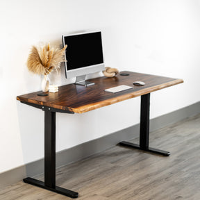 Standing Desk - Walnut Solid Wood Adjustable Height Desk | Modern Wood Style
