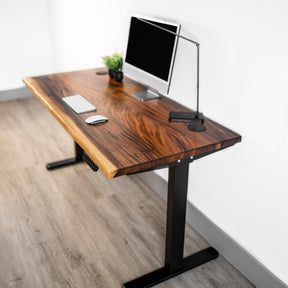 Standing Desk - Walnut Solid Wood Adjustable Height Desk | Modern Wood Style