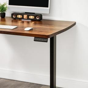 Straight Edge Walnut Standing Desk - Extra Deep Solid Wood Top, Dual Motor Adjustable Base