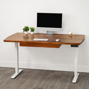 Straight Edge Walnut Standing Desk - Extra Deep Solid Wood Top, Dual Motor Adjustable Base