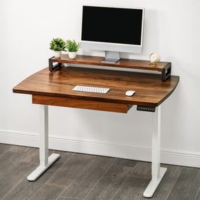 Straight Edge Walnut Standing Desk - Extra Deep Solid Wood Top, Dual Motor Adjustable Base