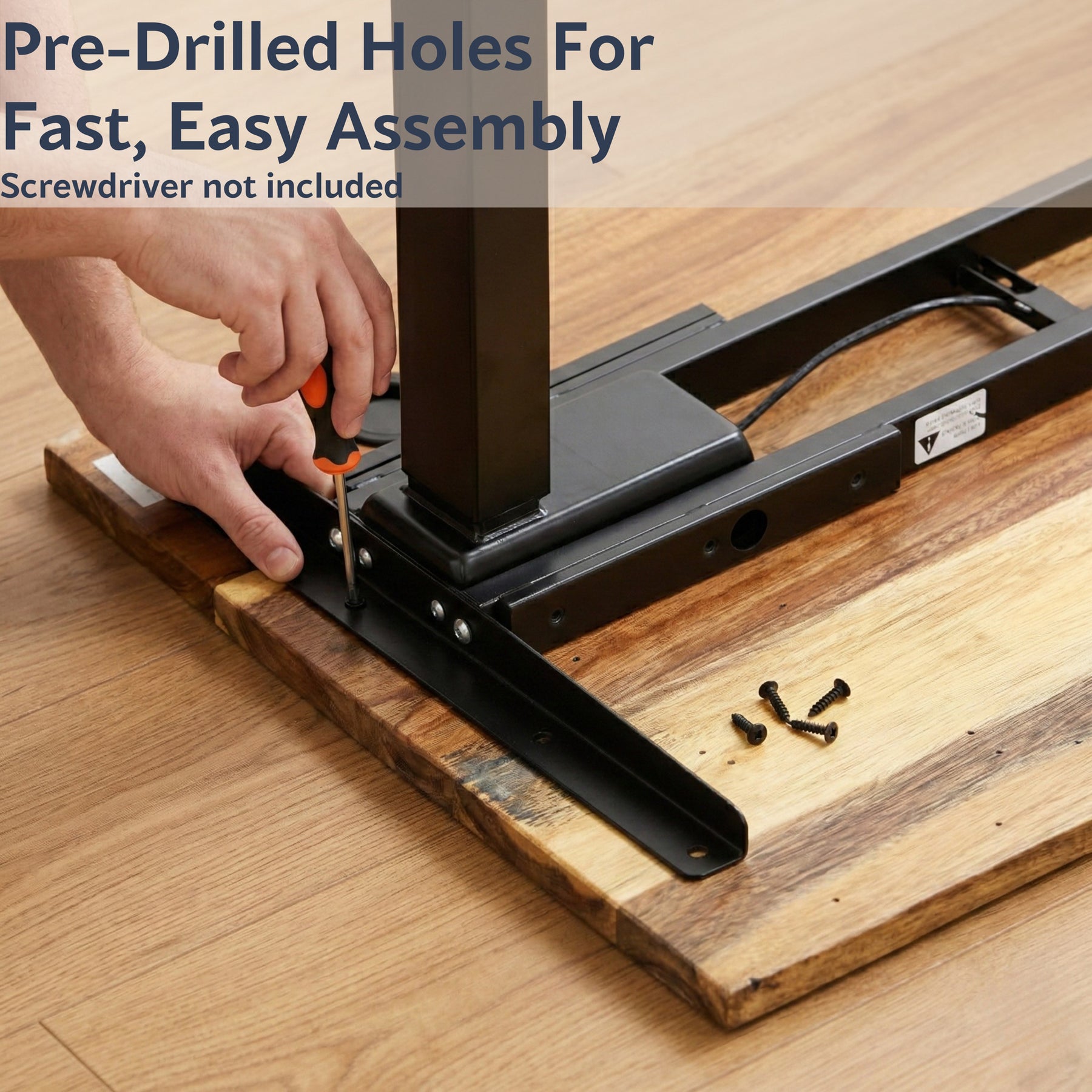 Height-Adjustable Standing Desk with Ergonomic Keyboard Tray | Modern Wood Style