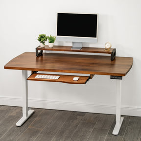 Walnut Standing Desk with Keyboard Tray Option | Modern Wood Style