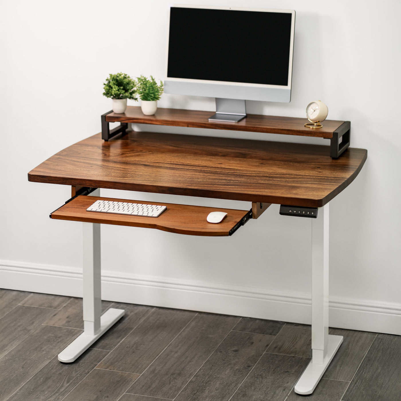 Extra Deep Walnut Standing Desk w/ Keyboard Tray Option