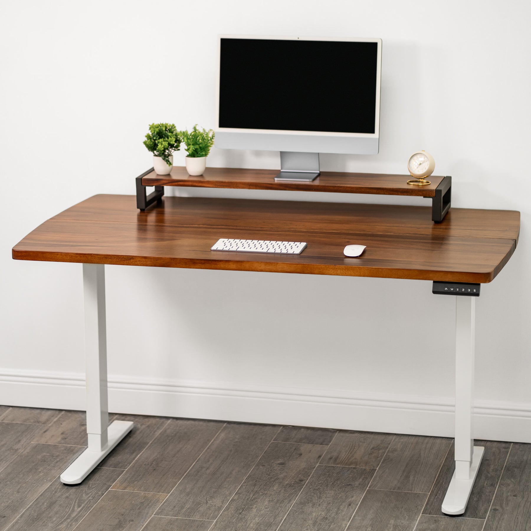 Walnut Standing Desk with Keyboard Tray Option | Modern Wood Style