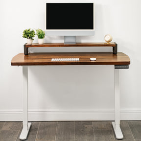 Straight Edge Walnut Standing Desk - Extra Deep Solid Wood Top, Dual Motor Adjustable Base
